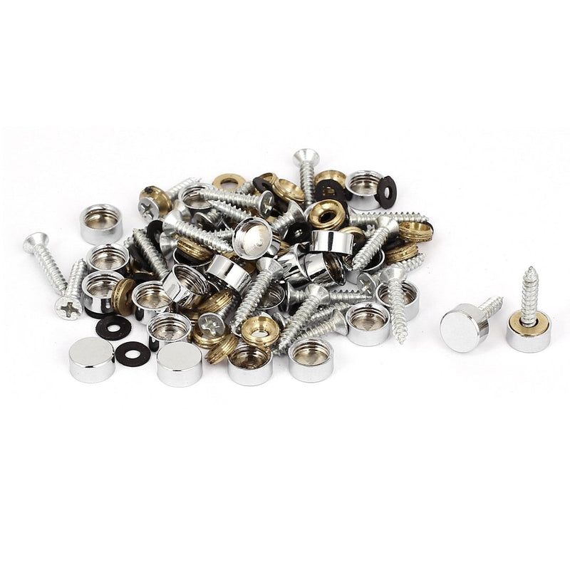uxcell Wardrobe 10mm Dia Round Cap Decor Glass Mirror Screw Nails 40pcs