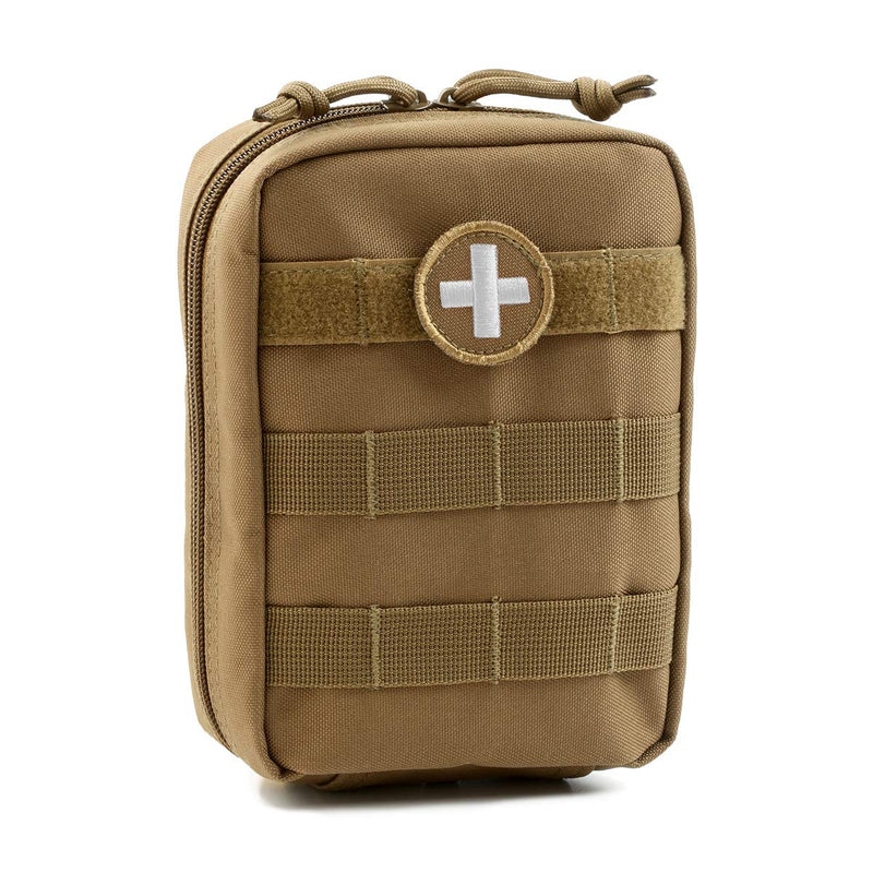 First Aid Molle Pouch - Heavy Duty IFAK Pouch - Empty Medical Pouch Ideal for Military Use EMTs Law Enforcement Camping and Hiking - Med Pouch for Optimal Organization Coyote