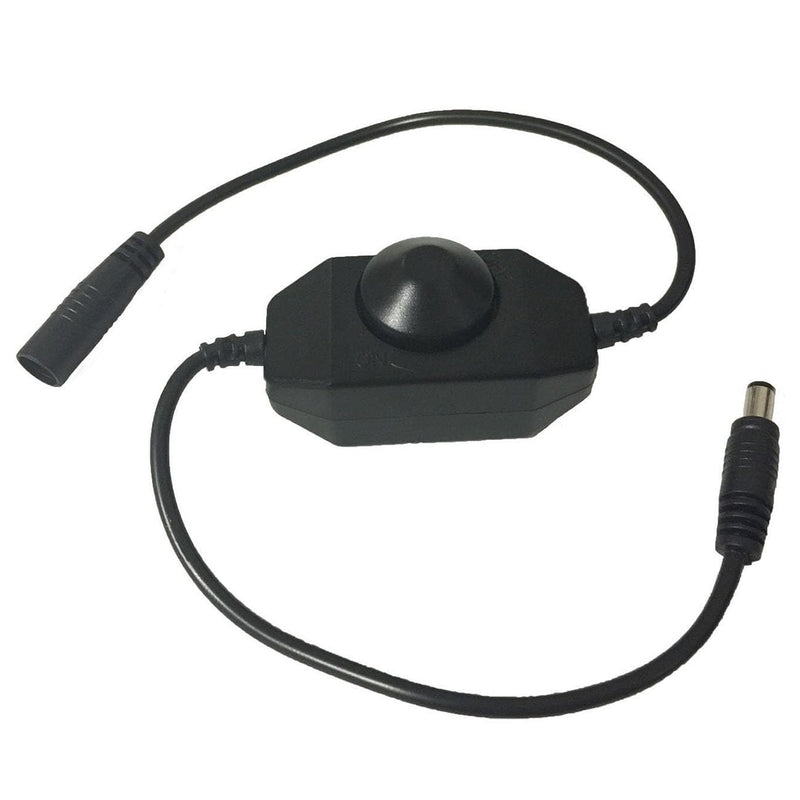 DC 12V-24V 3A LED Strip Dimmer Switch LED Tape Dimmer Controller PWM Inline Rotary Dimmer 5.5mm x 2.1mm DC Jack for COB LED Strip SMD 5050 3528 2835 5630 LED Ribbon LED String Light, Black Black(1pcs)