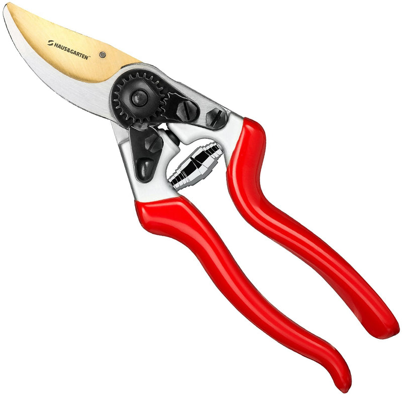 Haus & Garten EnduroPRO Ergonomic Bypass Pruners - Professional Titanium Garden Shears - Heavy Duty Hand Pruning Scissor, Tree Trimmer, Gardening Tool, Branch, Hedge, Rose, Shrub & Bush Clippers
