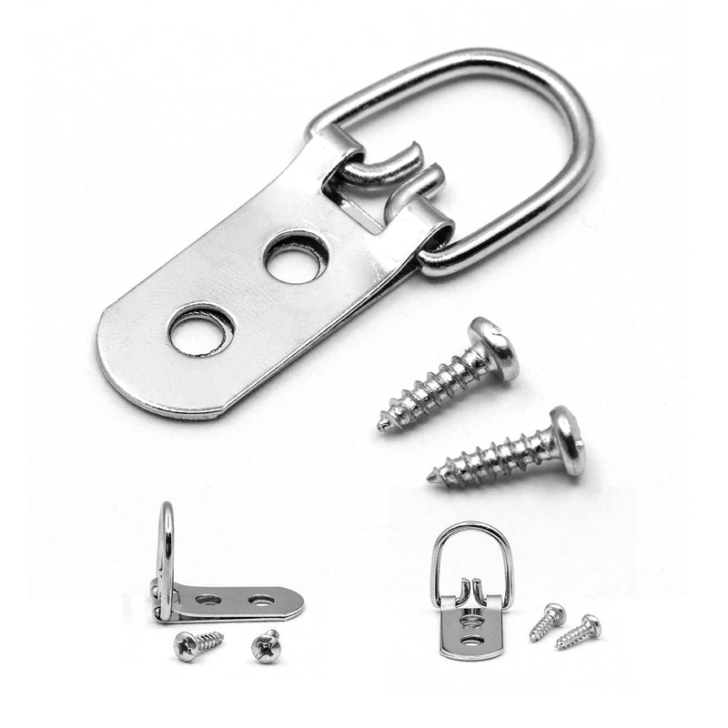 Heavy Duty D-Ring Picture Hangers - 50 Pack - 2 Hole with Screws - Picture Hang Solutions