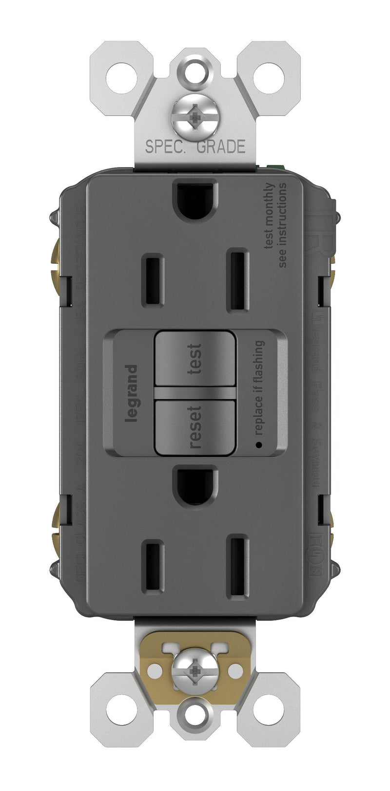 Legrand radiant 1597BKCCD12 15 Amp GFCI Self Test Decorator Duplex Outlet, Black (1 Count)