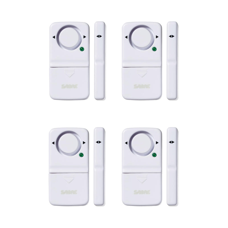 SABRE Wireless Home Security Door Window Burglar Alarm with LOUD 120 dB Siren, DIY EASY to Install 4 Pack
