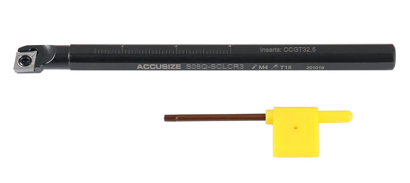 Accusize 1/2 in Rh Sclcr Indexable Boring Bar with CCGT Insert, P252-S501 | 7 in OAL, .600 in Min Bore, CCGT32.51-AKH01 Insert, Negative 5-Degree Angle