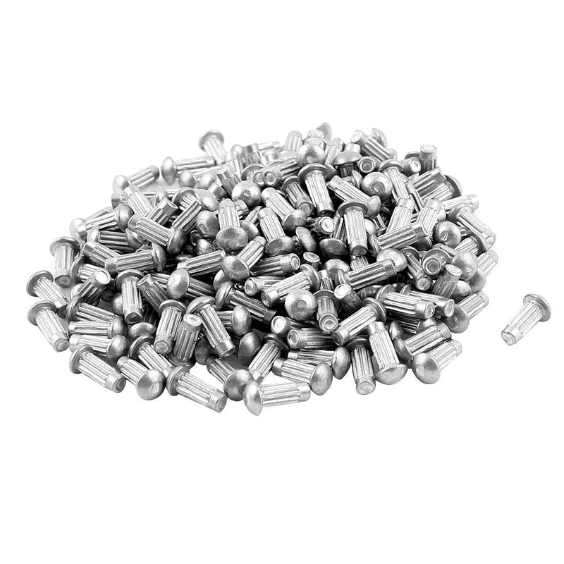 uxcell a15091700ux0635 Fastener 200 Pcs 1/8" x 5/16" Aluminium Round Head Solid Rivets Knurled Shanks