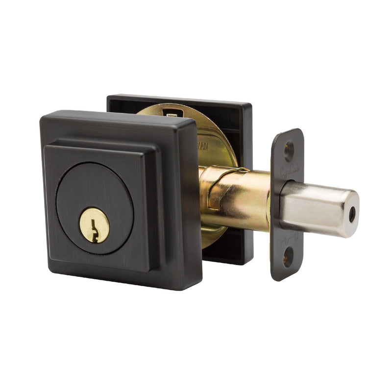 Copper Creek DBS2410TB Deadbolt Single Cylinder, Tuscan Bronze Square