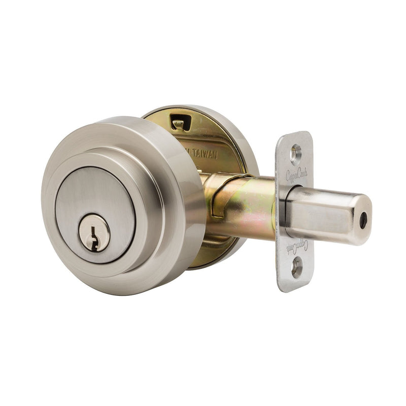 Copper Creek DBR2410SS Contemporary Single Cylinder Deadbolt, Round, Satin Stainless, Key Lock