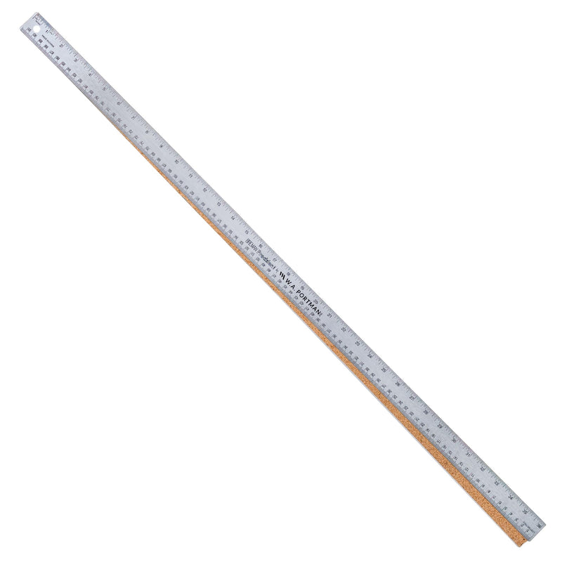 Breman Precision Metal Ruler 36 Inch - Cork Backing Straight Edge - Metal Yard Stick 36 Inch Stainless Steel - Imperial & Metric Cork Backed 36" Single