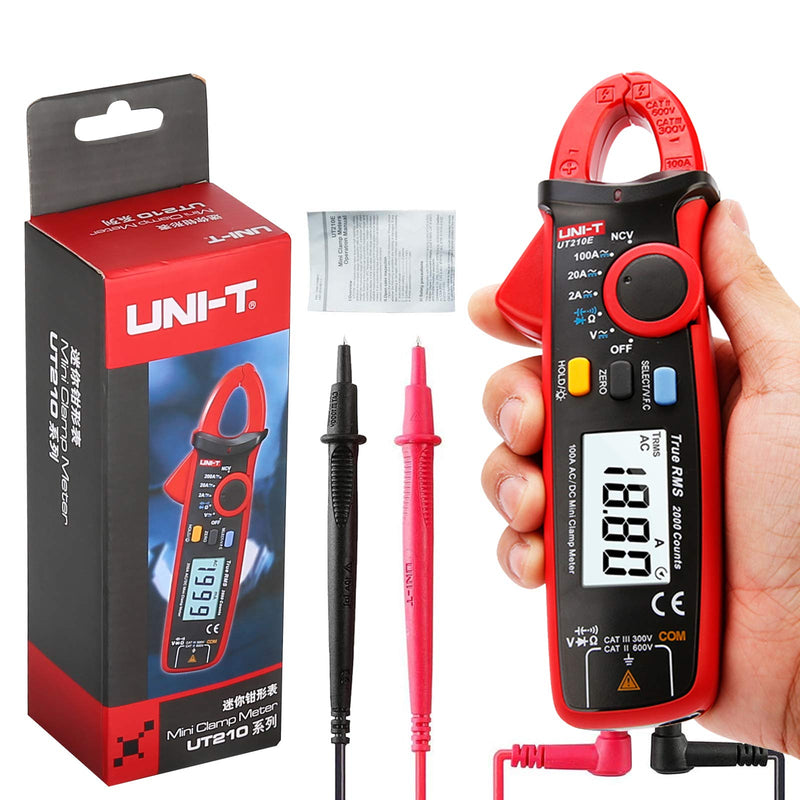 UNI-T UT210E Mini Digital Clamp Meter 100A AC DC Current Voltage True RMS Pliers Ammeter Resistance, Capacitance, Diode Tester Multimeter