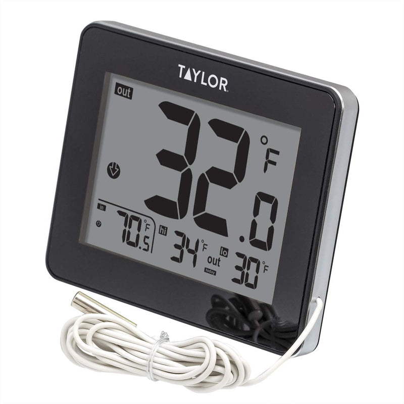Taylor Wired Digital Indoor Outdoor Thermometer with LED Display, Wired Probe Sensor for Home, Greenhouse, Nursery, and Indoor Use, White Housing