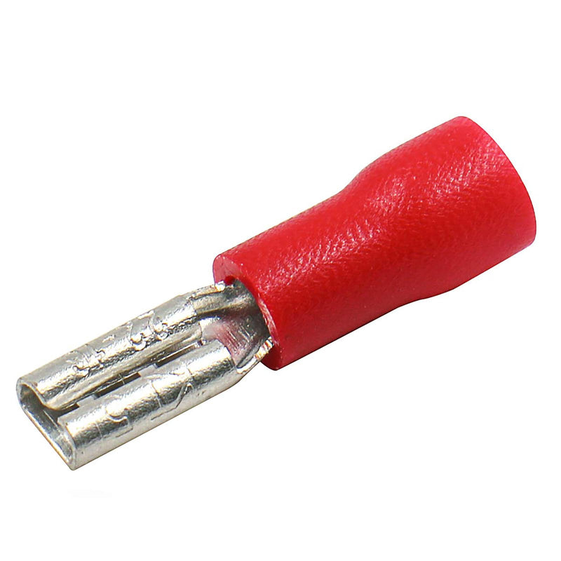 Baomain 0.11" Red Female Insulated Spade Wire Connector Electrical Crimp Terminal 18-22 AWG 2.8 x 0.5mm (100PCS) 100