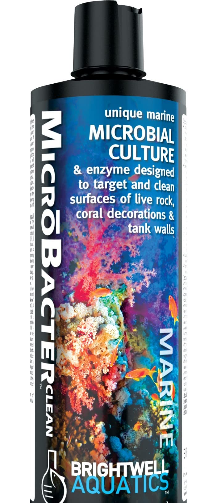 Brightwell Aquatics MicroBacter Clean - Microbial Culture & Enzyme Blend Fish Tank Cleaner - Cleans Live Rock Surfaces for Saltwater Fish Habitats - Aquarium Water Treatments, 8.45 fl oz 250-ml