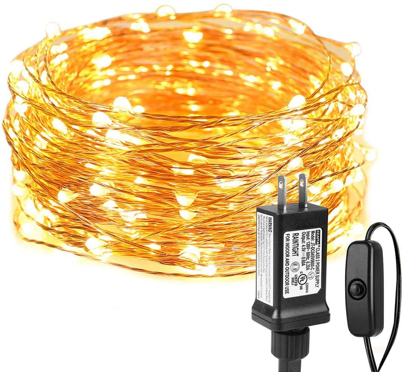 Lighting EVER Fairy Lights Plug in, 33ft 100 LED String Lights for Bedroom, Warm White Copper Wire Lights, Waterproof Indoor Outdoor Decorative Fairy Lights for Patio, Garden, Balcony, Vases, Craft 33 ft