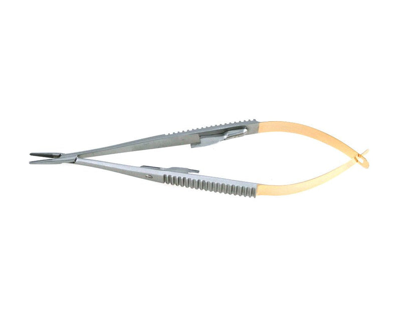 TC Castroviejo Needle Holder 5.5" Straight Tungsten Carbide Inserts Serrated Jaws with Lock | Medixplus