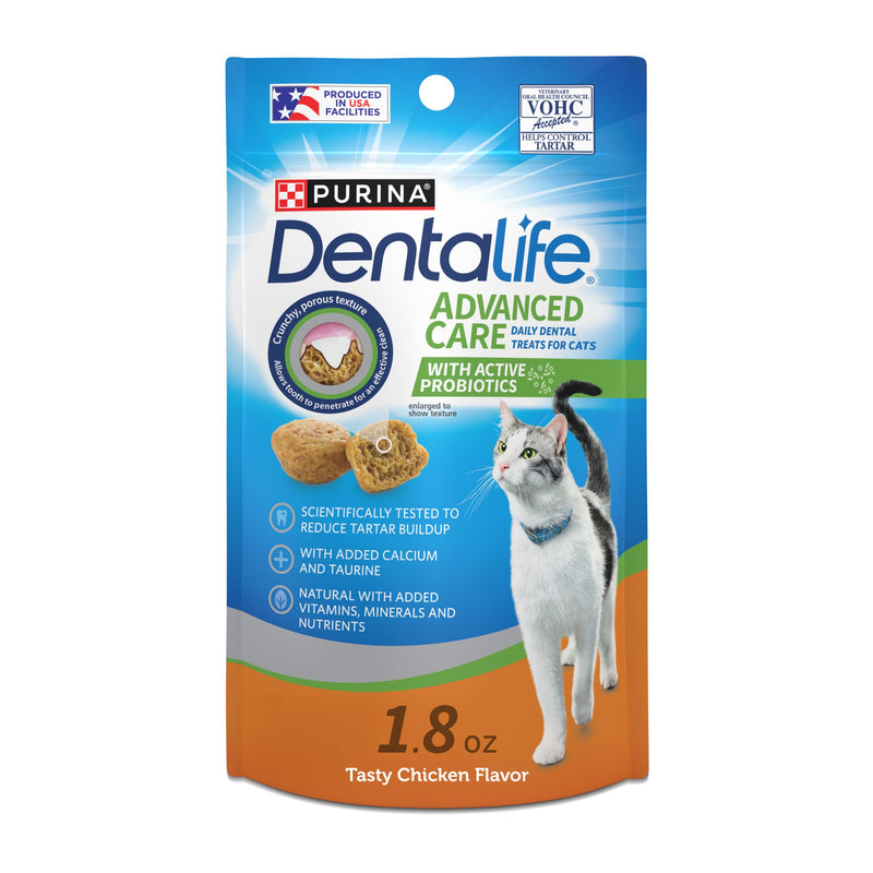 Purina DentaLife Made in USA Facilities Cat Dental Treats, Tasty Chicken Flavor - (Pack of 10) 1.8 oz. Pouches 1.8 Ounce (Pack of 10)