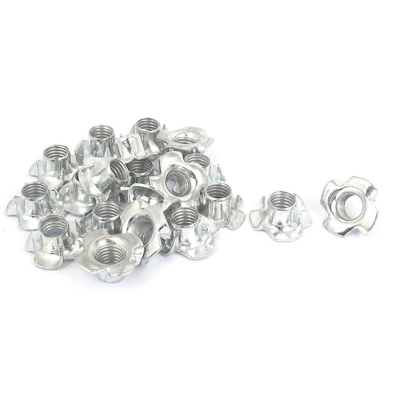 uxcell M10x1.5mm 4 Pronged Tee Nut T-Nut for Table Legs Rock Climbing Wall Woodwork Holds Wood Cabinetry 20 Pcs
