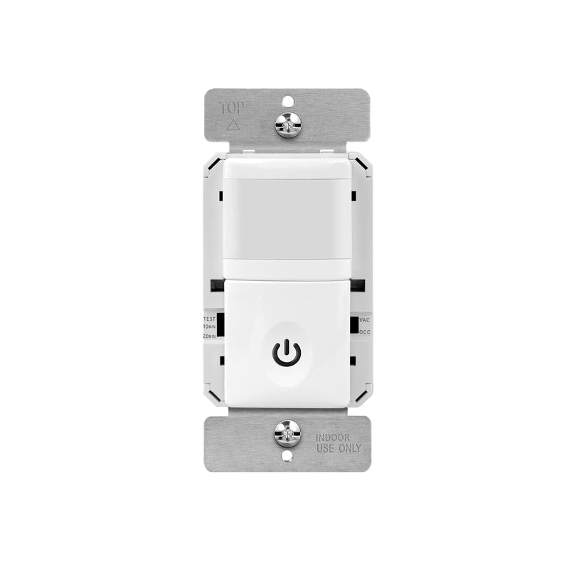 ENERLITES PIR Motion Occupancy Vacancy Motion Sensor Light Switch, 500W, 5A, Motion Sensor Night Light, Single-Pole, Smart LED Backlight, Neutral Not Required, Ground Required, HMOS-J-W, White Ground Wire Required