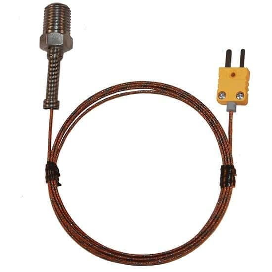 Digi-Sense Type-K Pipe Plug Probe SS 1/4 (in) NPT (M) Mini-Connector, Flush Ungrounded 5ft Cable L: 0.25 in - K - Max: 900 F
