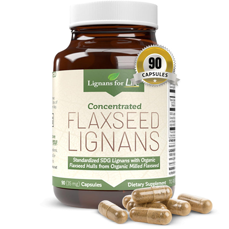Lignans for Life Flaxseed Lignans for Dogs & People + SDG - Omega 3 Fatty Acids, High Fiber Antioxidants - Improve Shiny Coat, Digestive & Heart Health for Dogs, 35mg, 90 Flaxseed Capsules, 1 Pack 35mg, 90 Capsules, 1 Bottle - PawsPlanet Australia
