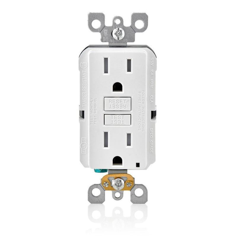 Leviton GFTR1-3W Smartest Self-Test SmartlockPro Slim GFCI Tamper-Resistant Receptacle with LED Indicator (3 Pack), White