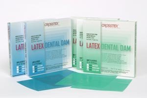 Crosstex 19200 Dental Dam, Latex, Mint Flavor, Medium Gauge, 5" x 5" Size, Green (Pack of 52)