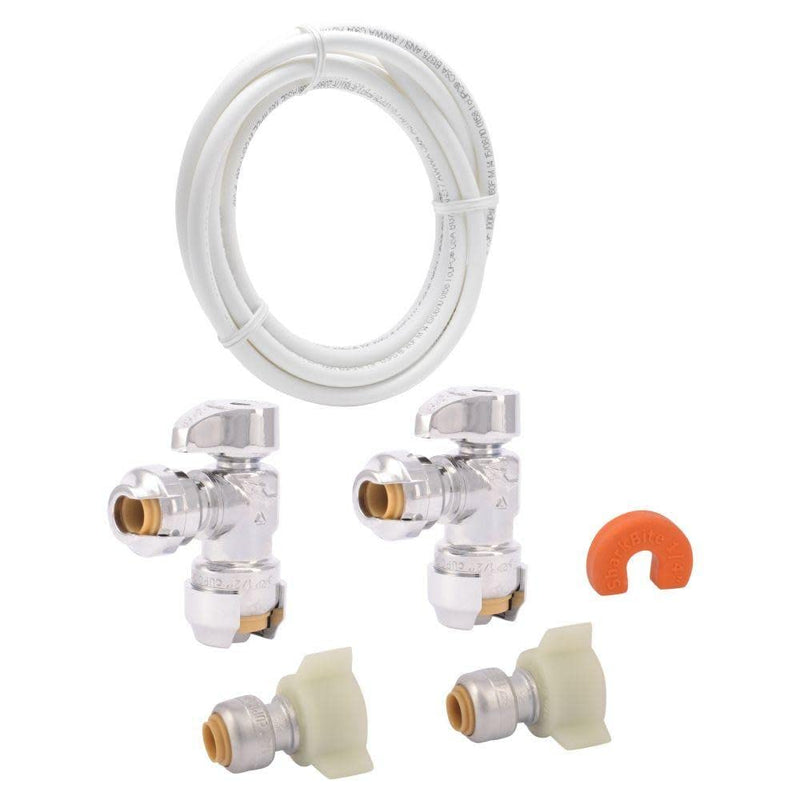 SharkBite Faucet Connection Kit with Angle Stops, Push to Connect Brass Plumbing Fittings, PEX Pipe, Copper, CPVC, PE-RT, 25087 Angle Stop