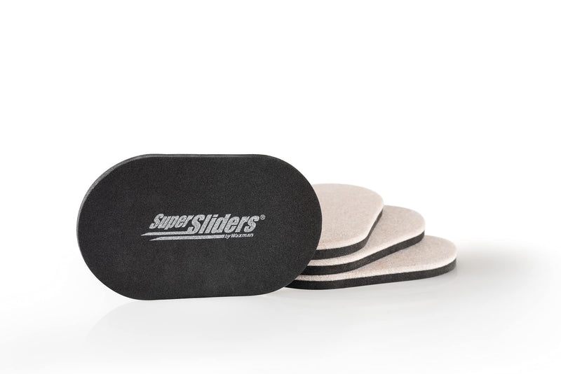 Super Sliders 3 1/2" x 6" Oval Reusable Furniture Sliders for Hard Surfaces - Effortless Moving and Surface Protection, Beige (4 Pack) 3-1/2 x 6 Inch Oval For Hardwood Movers