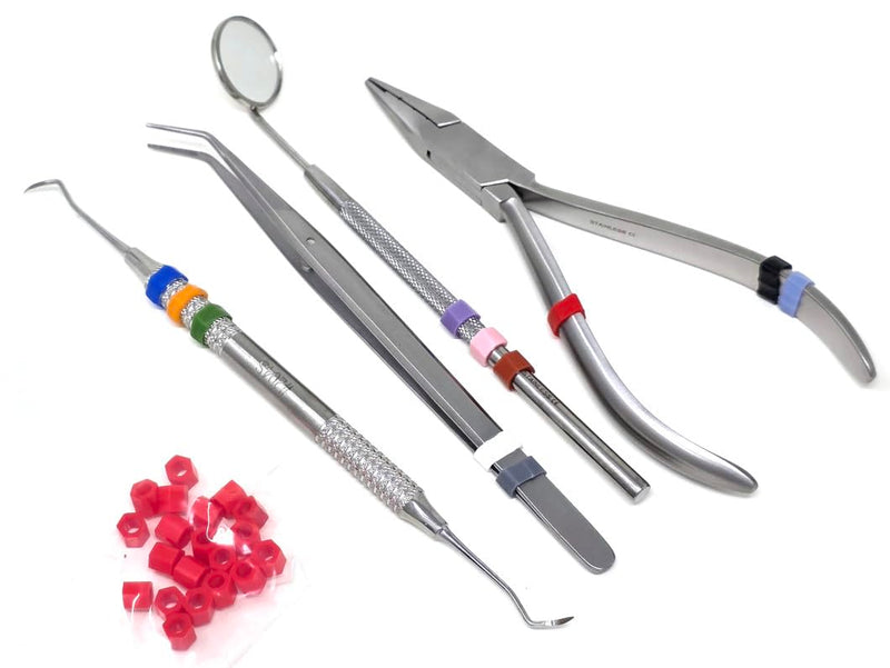 Silicone Color Bands for Instruments Identification Sold in Packs of 20 Bands Each Select Color Options | Medixplus (Red)