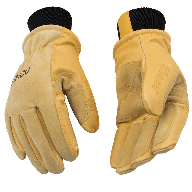 Kinco Lined Heavy Duty Premium Grain & Suede Pigskin Driver with Knit Wrist