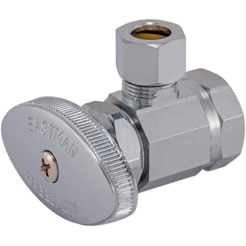 Eastman 1/2 Inch FIP x 3/8 Inch OD Compression Multi-Turn Angle Stop Valve with Brass Stem, Brass Plumbing Fittings, Chrome, 10809LF 1 Count (Pack of 1)