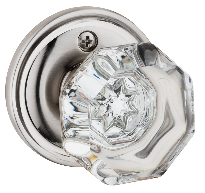 Dynasty Hardware Classic Rosette, Crystal Style Door Knob, Individual Dummy Door Knob, Satin Nickel