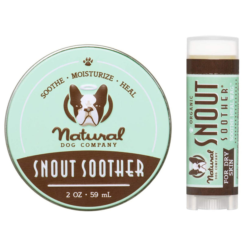 Natural Dog Company Snout Soother Bundle, Includes 2oz Tin + 0.15oz Stick, Dog Nose Balm for Chapped, Crusty and Dry Dog Noses, Organic, All Natural Ingredients, Packaging May Vary 2 oz. Tin & Travel Stick - PawsPlanet Australia