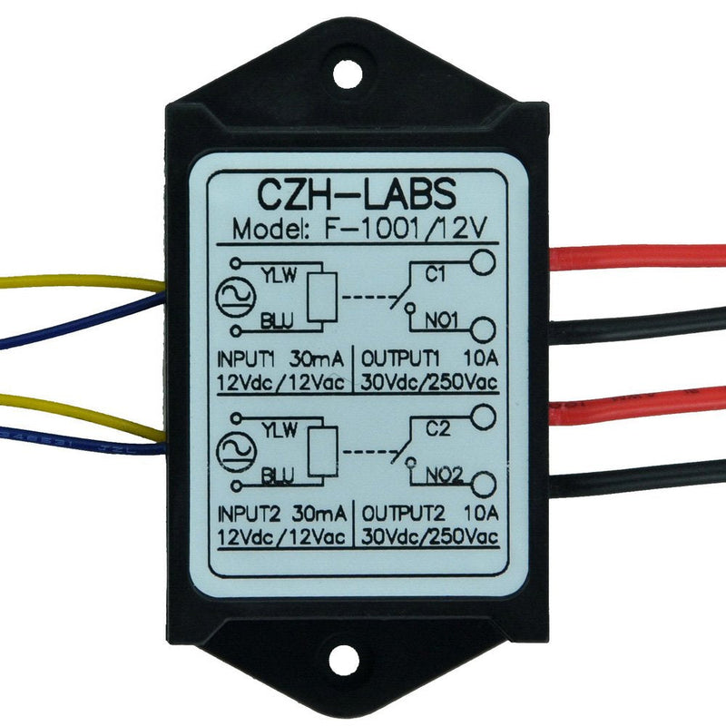 Electronics-Salon 1PCS Dual SPST-NO 10Amp Power Relay Module, AC/DC 12V Control Voltage. 12V Version