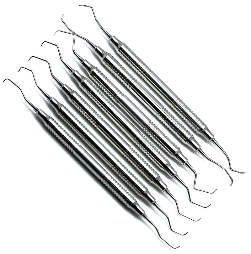 Dental Gracey Curettes Periodontal 1/2-13/14 Hollow Handle Double Ended Instruments 7 Piece Set