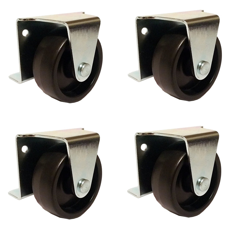 American Bolt and Screw 2 Inch Low Profile Trundle Casters Wheels Cabinet Roll Out Bed - Set of 4