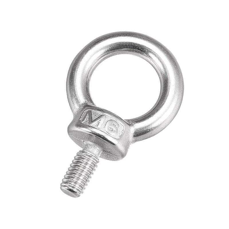 uxcell Lifting Eye Bolt M6 x 12mm Male Thread 304 Stainless Steel for Hanging, Pack of 4