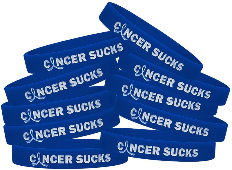 Fight Like a Girl Cancer Sucks Silicone Wristbands (10 Pack) Blue