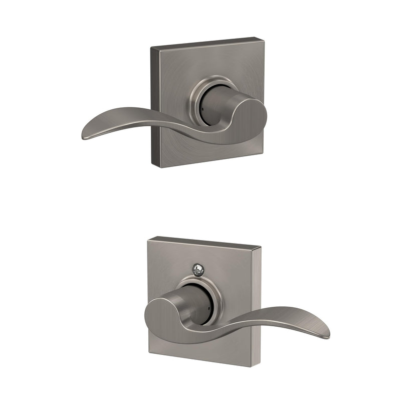 SCHLAGE Accent Lever with Collins Trim Hall and Closet Lock in Satin Nickel - F10 ACC 619 COL Passage