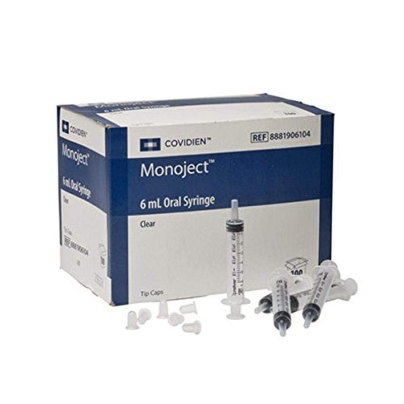 Covidien 8881906104 Monoject Oral Syringe, Polypropylene, 6 mL Capacity, Clear (Pack of 100) - NewNest Australia