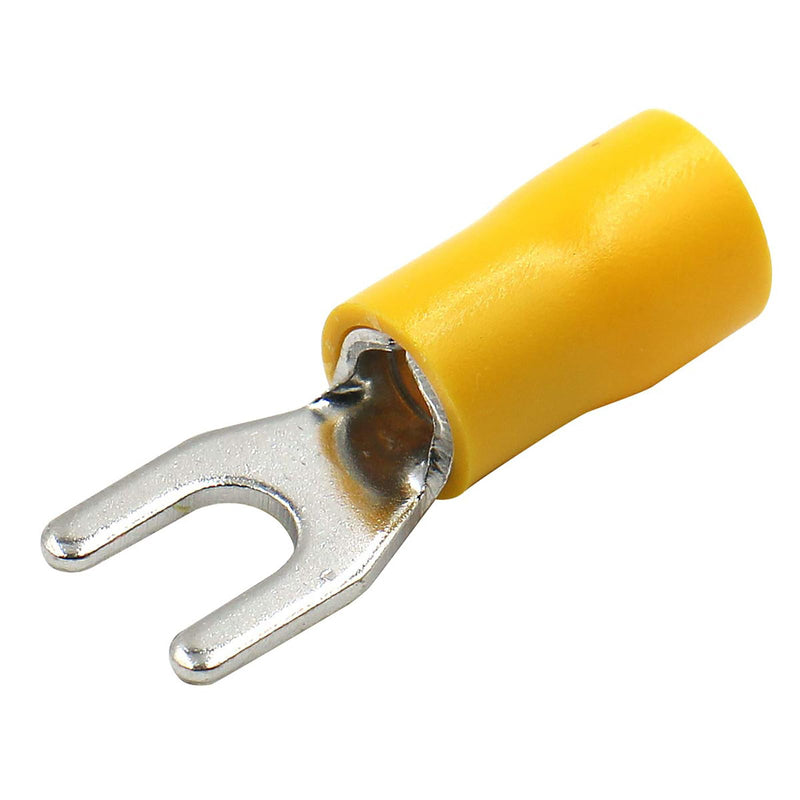 Baomain Insulated Fork Spade Wire Connector Electrical Crimp Terminal SV5.5-4 12-10 AWG (4-6 mmq) USA Screw #8 (100PCS) 100