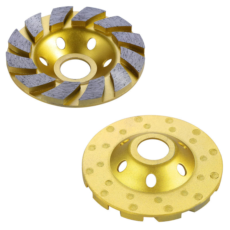 OCR 4" Concrete Turbo Diamond Grinding Cup Wheel Three Row Turbo Cup Disc Grinder for Angle Grinder 12 Segs Heavy Duty (Yellow 12segs B) Yellow 12segs B