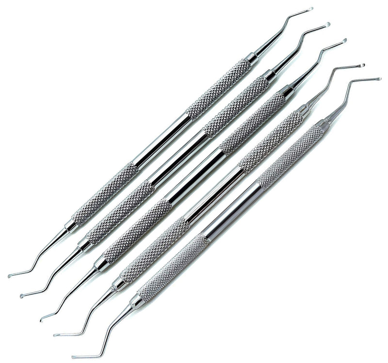 5 Pcs Superior Dental Excavator Spoons 1.2mm, 1.4mm, 1.8mm, 2mm, 2.5mm Instrument