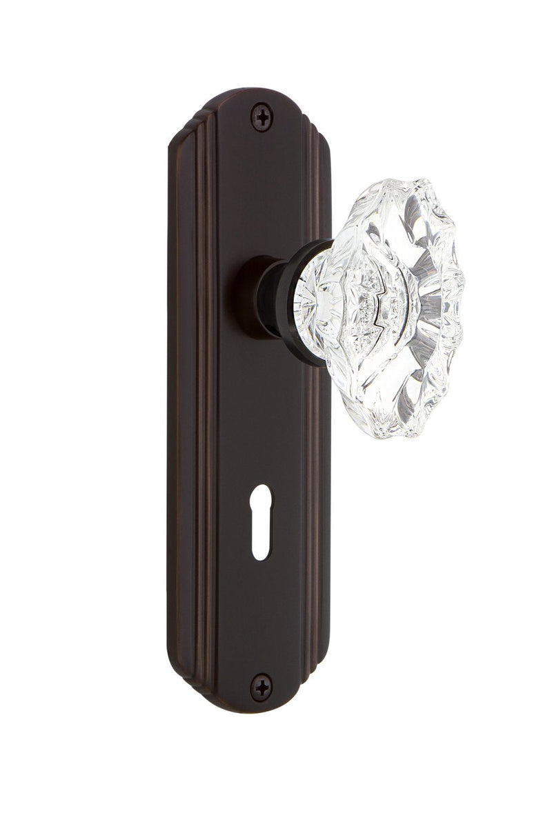 Nostalgic Warehouse Deco Plate with Keyhole Single Dummy Chateau Door Knob in Timeless Bronze
