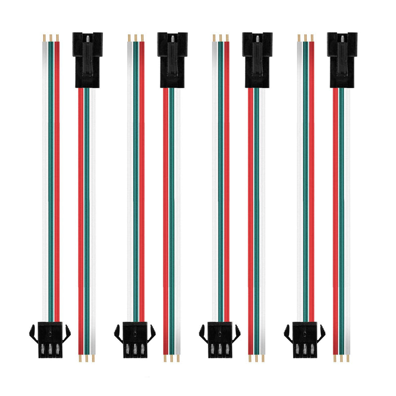 BTF-LIGHTING 20 Pairs JST SM 3 Pin Connectors for WS2812B WS2811 WS2812 WS2814 SK6812 FOCB CCT LED Strip Female Male 15cm 22awg Wire