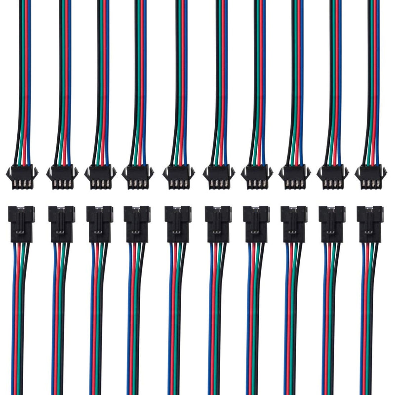 BTF-LIGHTING 10 Pairs 4pin SM JST 15cm Cable Female/Male connectors for Led Strip RGB 5050 3528 WS2801 APA02 WS2815 WS2813 4 PIN