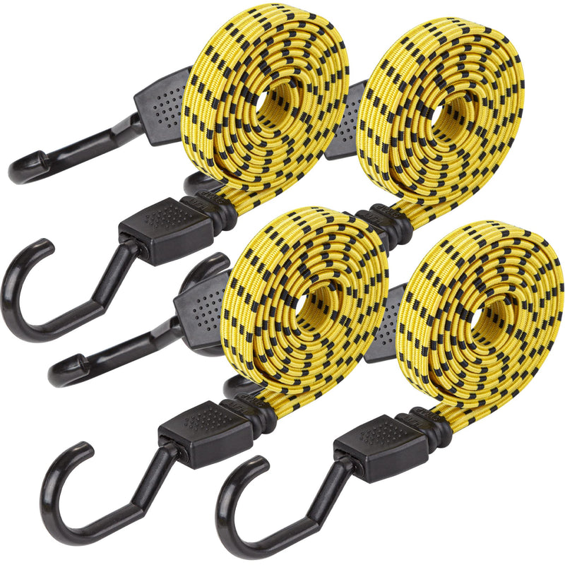 CARTMAN Ultra 48" Black/Yellow Flat Bungee Cord, 4pk x 48" 4