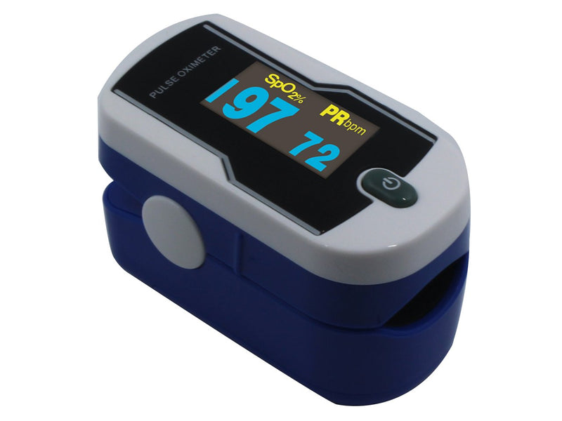 Concord Fingertip Deluxe OLED Pulse Oximeter with 6 way Reversible Display - Blood Oxygen Saturation Monitor with Carrying Case, Batteries and Lanyard - Easy to Use, Accurate SpO2 (Sapphire Blue)