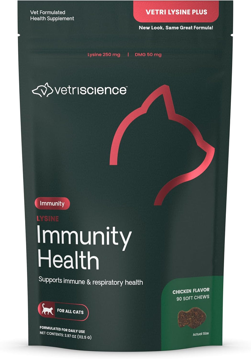 VetriScience Laboratories - Vetri Lysine Plus, Immune Support Supplement for Cats, 90 Bite Sized Chews