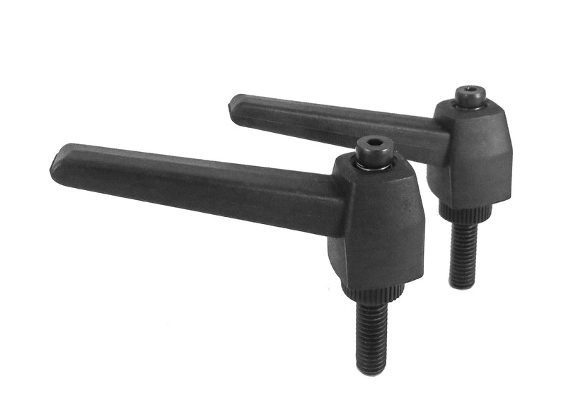 Taytools 2 Each 5/16 18 Black Nylon Push Button Ratchet Level Adjustable Handles with Threaded Stud (Male Threads) PBRLM-5/16X2