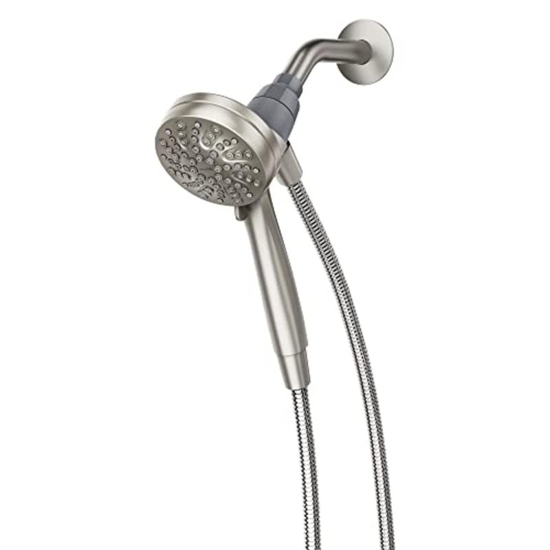 Moen Engage Magnetix Spot Resist Brushed Nickel Eco-Performance 3.5-Inch Six-Function Detachable Handheld Showerhead with Magnetic Docking System, 26100EPSRN Eco-Performance Handheld Shower